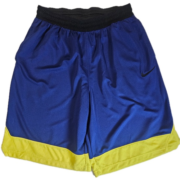 Nike Shorts Mens XL Blue Yellow Dri-FIT Athletic Basketball Active Performance - Picture 1 of 6